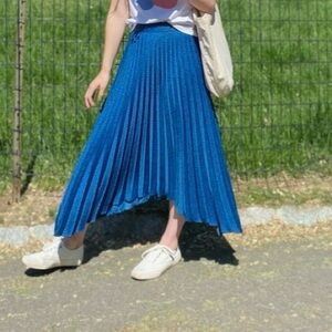 Banana Republic Electric Blue Pleated High-Low Skirt